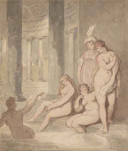 Nimfen bij een Romeins bad door Thomas Rowlandson